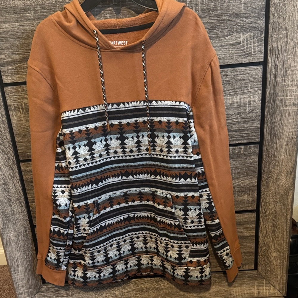 Brown and Black Patterned Hoodie by True West
